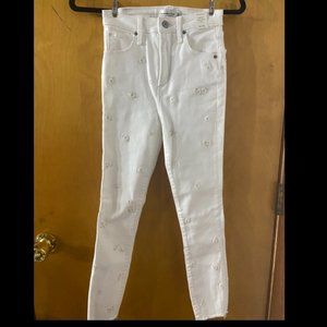 NWT Abercrombie High Rise Super Skinny Ankle Embroidered Jeans